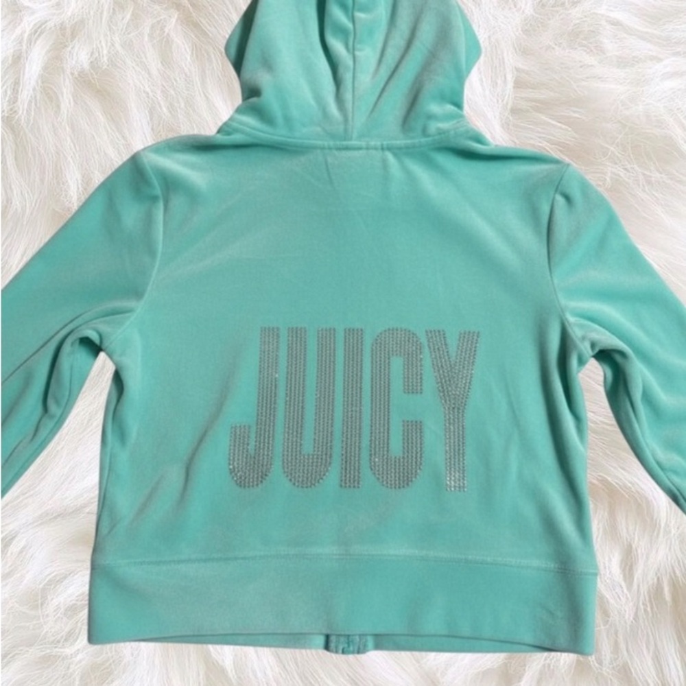 Juicy Couture Mint Green Velour Zip Hoodie, like new. PtoP 18”